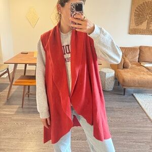 Anthropologie Orange Open Front Vest